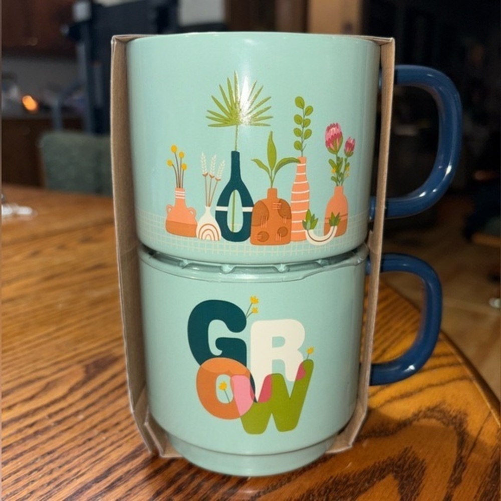 NIP THYME & TABLE INSPIRED COLLECTION 2-PIECE CERAMIC MUG DURABLE STONEWARE